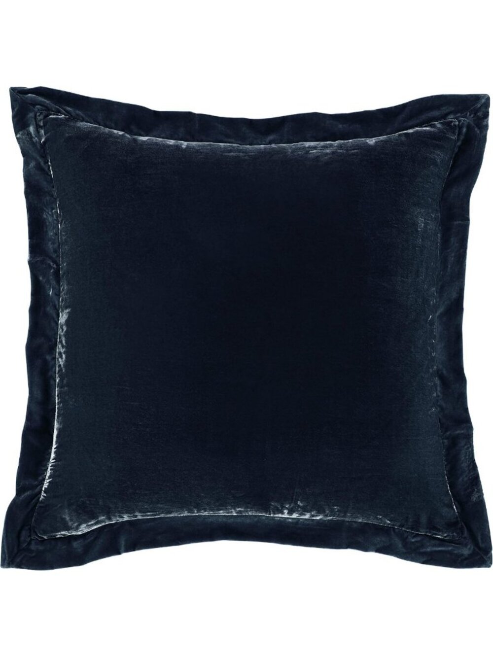 Luxurious Midnight Blue Faux Silk Velvet Flanged Euro Sham - Elegant Home Decor